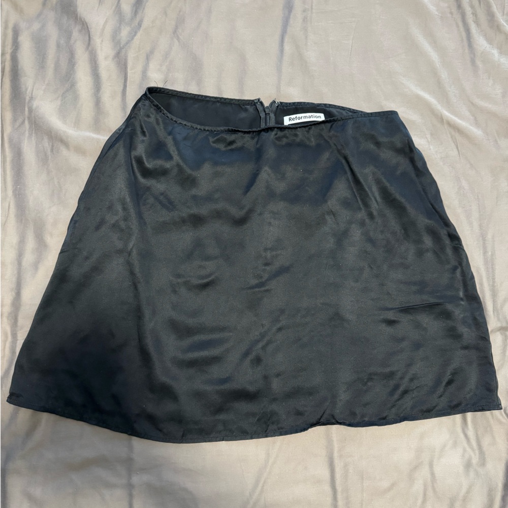 100% Silk Reformation Black Mini Skirt